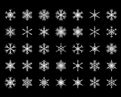 Vector set of different snowflakes Christmas New Year web icons Stock Illustration