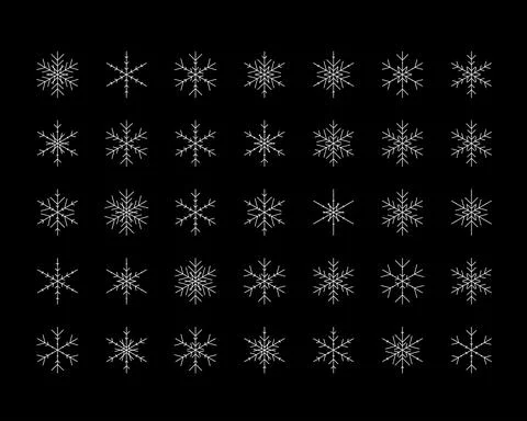 Vector set of different snowflakes Christmas New Year web icons Stock Illustration