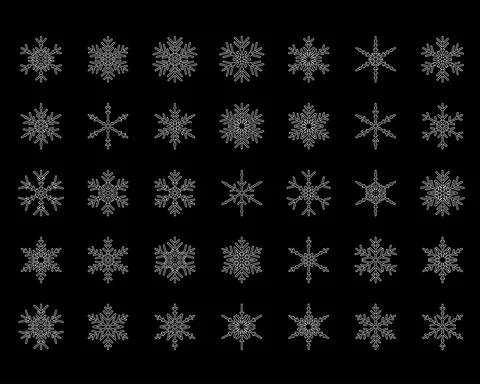 Vector set of different snowflakes Christmas New Year web icons Stock Illustration