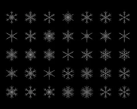 Vector set of different snowflakes Christmas New Year web icons Stock Illustration