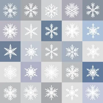 Vector set of different snowflakes. Christmas abstract background winter pattern Stock Illustration
