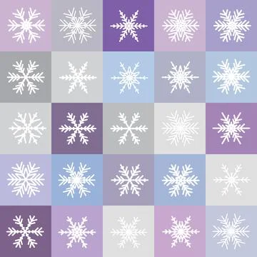 Vector set of different snowflakes. Christmas abstract background winter pattern Stock Illustration