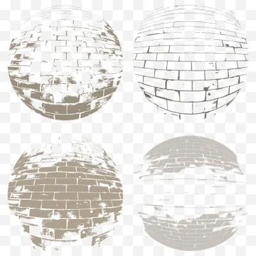 Vector set of different striped 3d grunge spheres Stock Illustration
