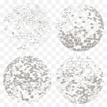 Vector set of different striped 3d grunge spheres Stock Illustration