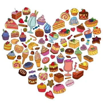 Vector set of different sweets Stock Illustration