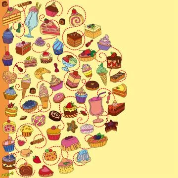Vector set of different sweets Stock Illustration