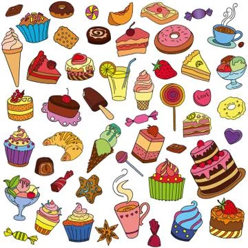 Vector set of different sweets Stock Illustration