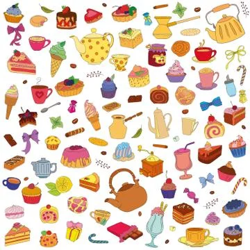Vector set of different sweets 스톡 일러스트