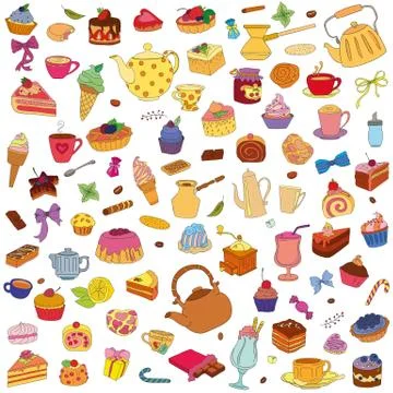 Vector set of different sweets Stock Illustration