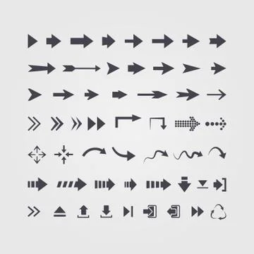 Vector set of different vector black arrows Stock Illustration