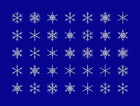 Vector set of different white snowflakes. Vector illustration Stock Illustration