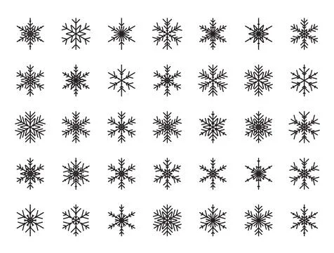 Vector set of different white snowflakes. Vector illustration Stock Illustration