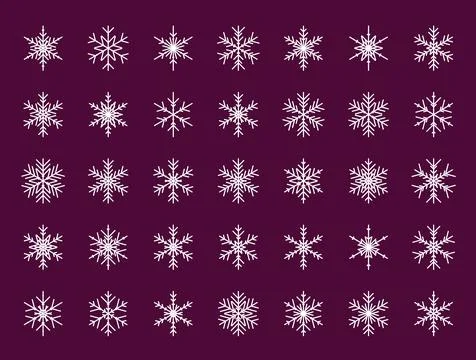 Vector set of different white snowflakes. Vector illustration Stock Illustration