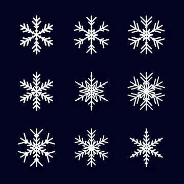 Vector set of different winter snowflakes icons Stock Illustration