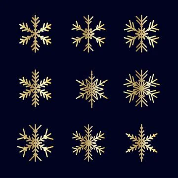 Vector set of different winter snowflakes icons Stock Illustration