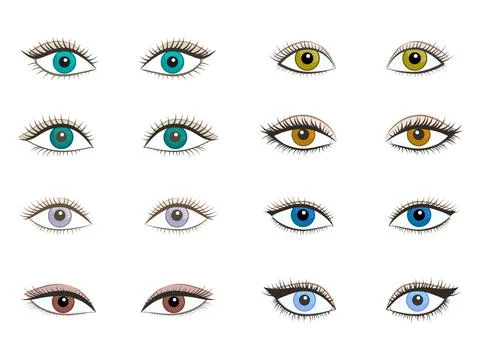 Vector set of different women different beautiful eyes. Stock Illustration