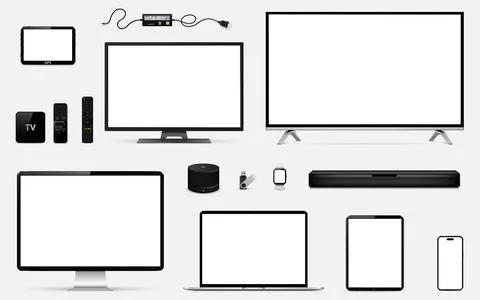 Vector set of digital devices and technology gadgets Illustrazione stock