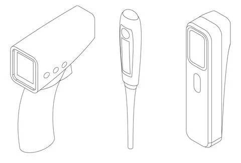 Vector set of digital thermometers Stock Illustration