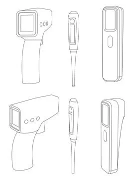 Vector set of digital thermometers Stock Illustration