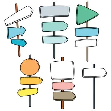 Vector set of direction post Stock Illustration
