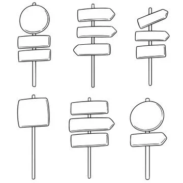 Vector set of direction post Stock Illustration