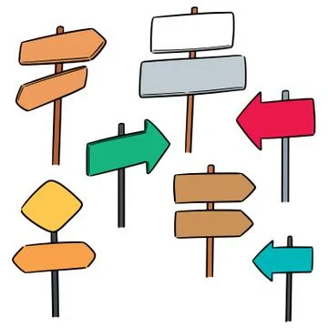 Vector set of direction post Ilustración de archivo