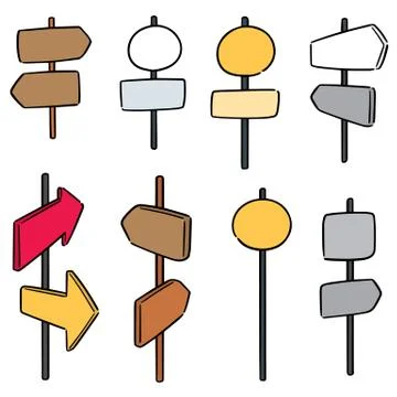 Vector set of direction post Illustrazione stock