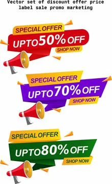 Vector set of discount offer price Stock Illustration