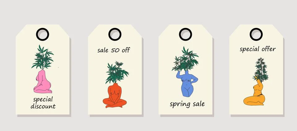 Vector set of discount price tags. Stock Illustration
