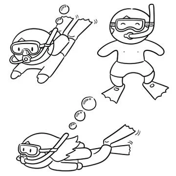 Vector set of diver Stock Illustration
