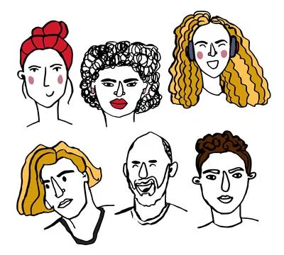 Vector set of diversity group of young men, boys, girls, women, transgender Stock Illustration