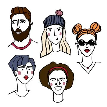 Vector set of diversity group of young boys, men, women, girls, transgender Stock Illustration