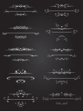 Vector set of dividers page of text. Illustrazione stock
