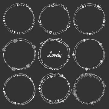 Vector Set Of Dividers Round Frames For Decoration. Illustrazione stock