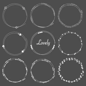 Vector Set Of Dividers Round Frames For Decoration. Stock Illustration
