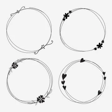 Vector Set Of Dividers Round Frames For Decoration.  Stock Illustration