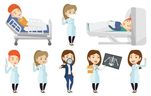 Vector set of doctor characters and patients Stock-Illustration