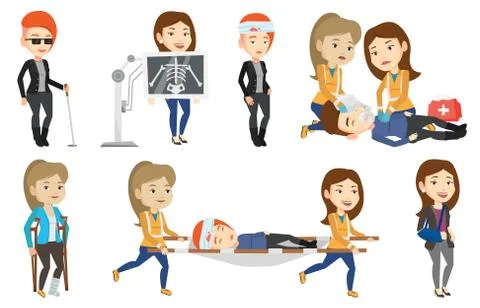 Vector set of doctor characters and patients Stock Illustration