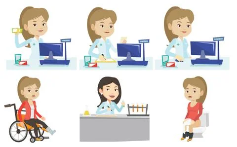 Vector set of doctor characters and patients Stock Illustration