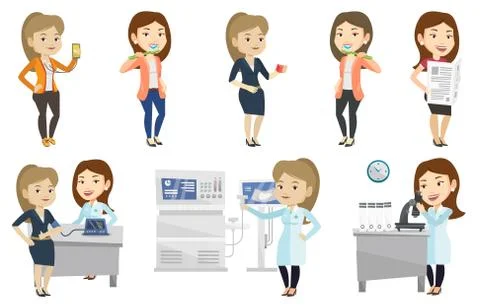 Vector set of doctor characters and patients Stock-Illustration