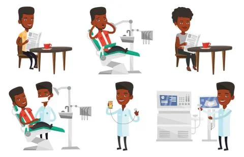 Vector set of doctor characters and patients Stock-Illustration