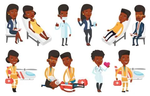 Vector set of doctor characters and patients イラスト素材