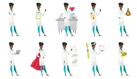 Vector set of doctor characters. Stock Illustration