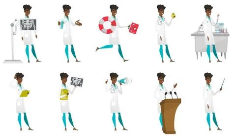 Vector set of doctor characters. Stock Illustration