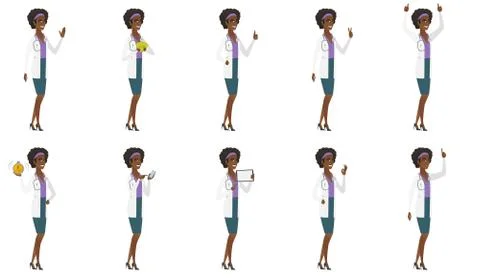 Vector set of doctor characters. Stock Illustration