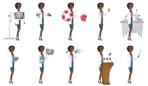 Vector set of doctor characters. Stock Illustration