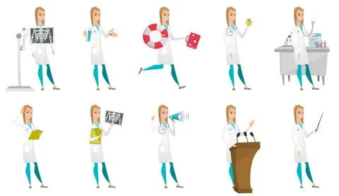 Vector set of doctor characters. Stock Illustration