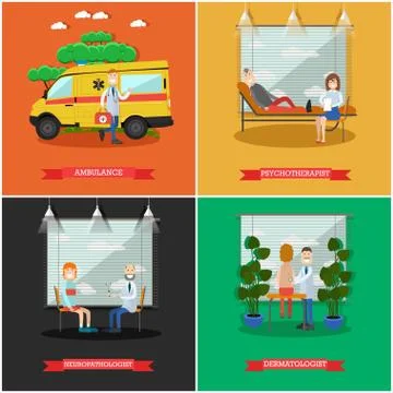 Vector set of doctors posters in flat style Illustrazione stock