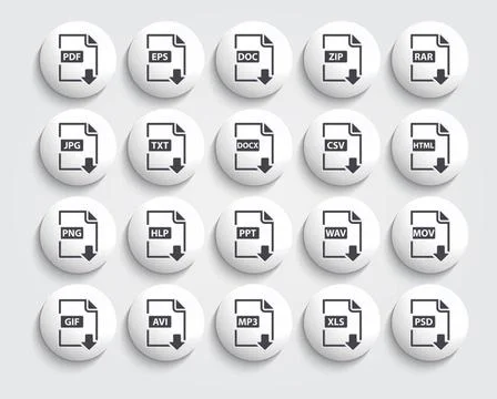 Vector set of Document File Formats and Labels black icons on a Vector set... Stock Photos