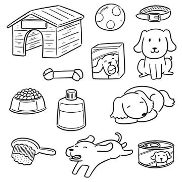 Vector set of dog accessories Illustrazione stock